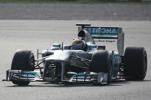 Lewis Hamilton in his Mercedes in Formula One Winter Testing, March 2013