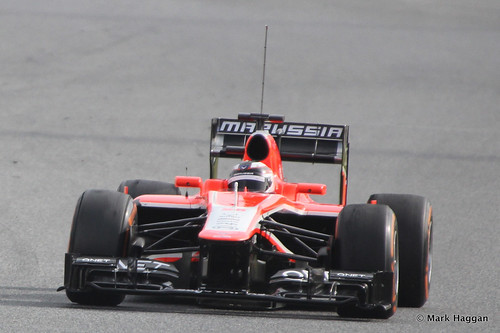Max Chilton in his Marussia in Formula One Winter Testing, March 2013