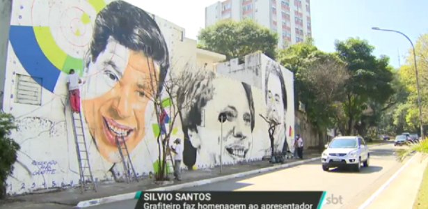Silvio Santos ganha homenagem em mural gigante de 8 metros de altura, em SP