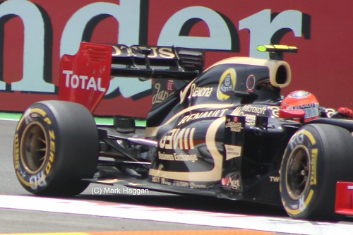 Romain Grosjean in his Lotus F1 car at the 2012 European Grand Prix in Valencia