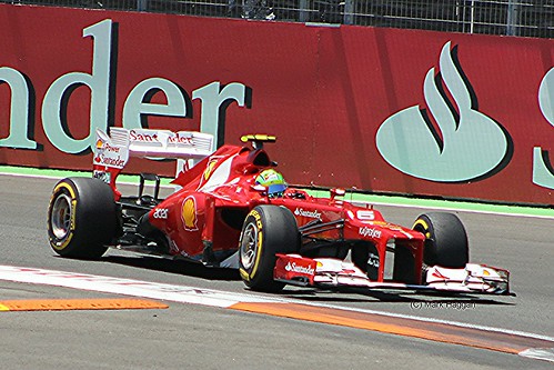 Felipe Massa in his Ferrari F1 car during the 2012 European Grand Prix in Valencia
