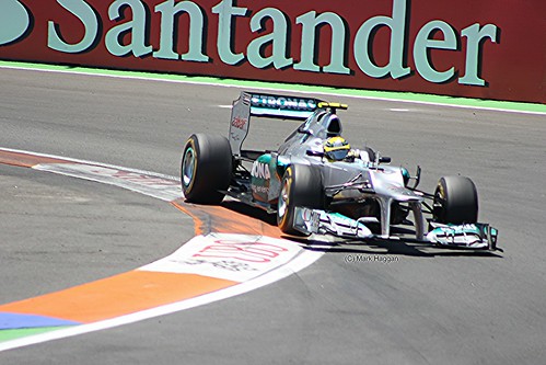 Nico Rosberg in his Mercedes F1 car during the 2012 European Grand Prix in Valencia