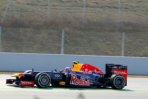 Mark Webber in his Red Bull Racing F1 car in Winter Testing, Circuit de Catalunya, March 2012