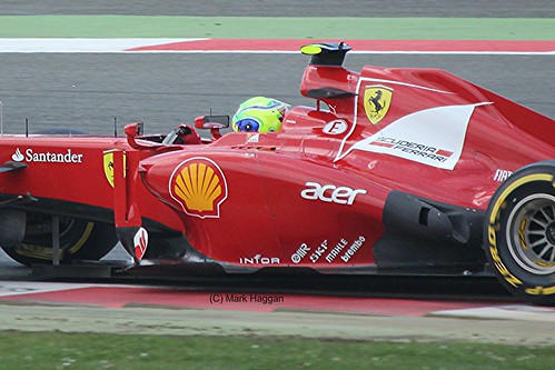 Felipe Massa in his Ferrari F1 car during the 2012 British Grand Prix at Silverstone