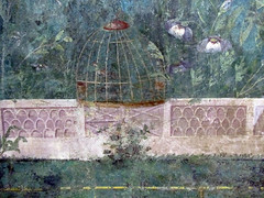 Painted Garden, Villa of Livia, detail with bird cage