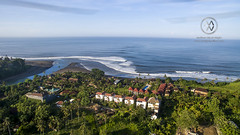 Views over the surfing beach of Balian Beach.