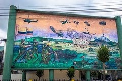 A beautiful landscape painting outside of an army base in Ecuador.