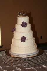piped wedding cake with purple peonies • <a style="font-size:0.8em;" href="http://www.flickr.com/photos/60584691@N02/7977198764/" target="_blank">View on Flickr</a>