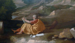 Poussin, Landscape with Saint John on Patmos, detail with John and Eagle