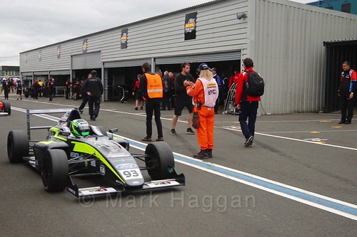 Zane Goddard after the British Formula Four race 2 during the BTCC Knockhill Weekend 2016