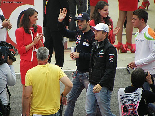 Paul Di Resta and Nico Rosberg at the 2011 British Grand Prix