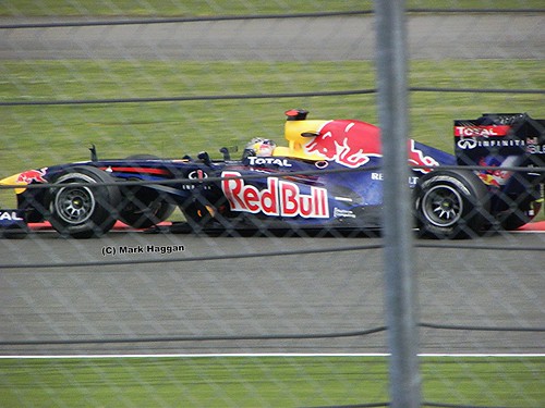 Sebastian Vettel in his Red Bull Racing F1 car at the 2011 British Grand Prix at Silverstone