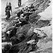 1944 - Australian Army troops take cover on a beach in northern New Guinea during advance from Aitape to Dagua