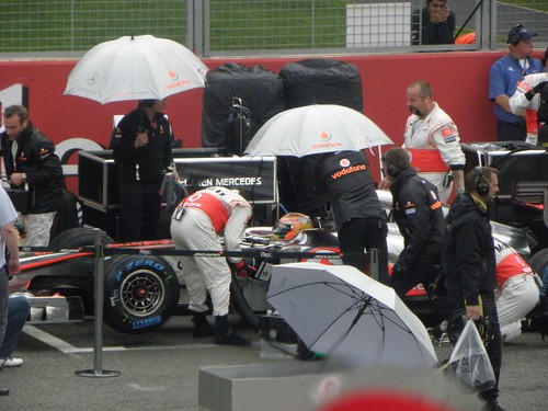 Lewis Hamilton gets ready for the 2011 British Grand Prix at Silverstone