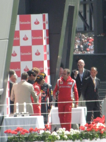 The podium celebrations after the 2011 British Grand Prix
