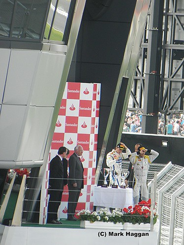 The podium at Silverstone for the 2011 British Grand Prix GP2 round
