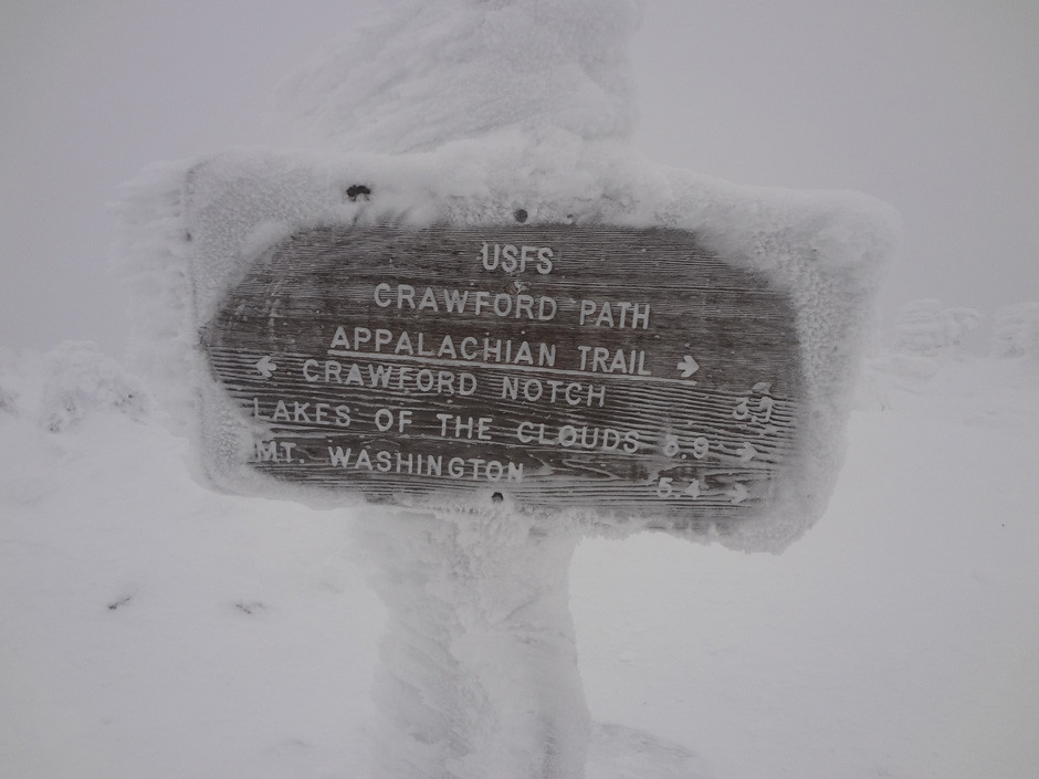 Crawford Path Sign on Mt. Pierce