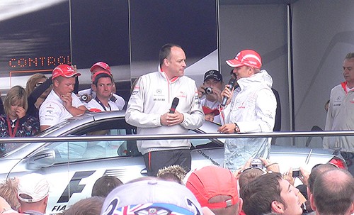 McLaren's Heikki Kovalainen interviewed at the 2008 British Grand Prix