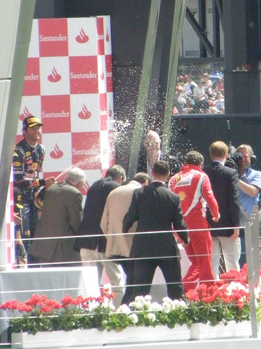 The podium celebrations after the 2011 British Grand Prix