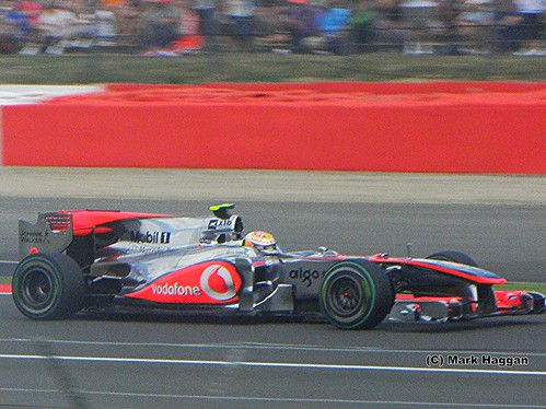 Lewis Hamilton in his McLaren at the 2010 British Grand Prix