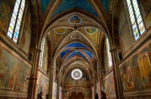 St. Francis of Assisi Basilica interior - Colorful frescoes by Giotto (a UNESCO Heritage site)