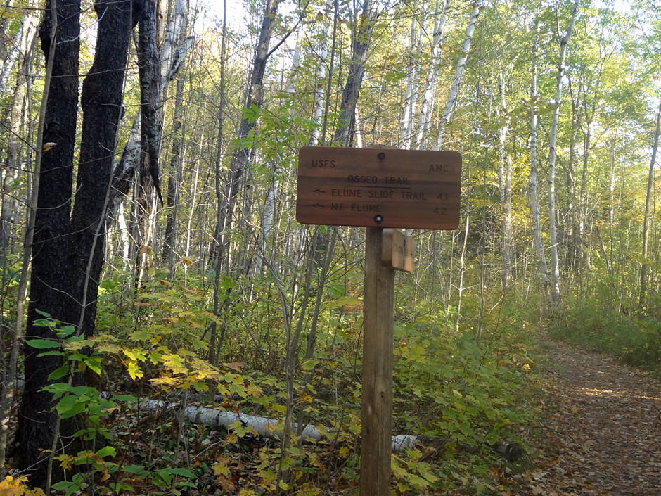 Osseo Trail Sign for Mt. Flume