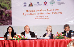 Speakers L-R Rupa Shiwakoti, Rolf Klemm, Laurie Miller, and Moderator Sharad Onta by 