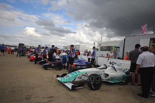 The British F4 assembly area at Rockingham, August 2016