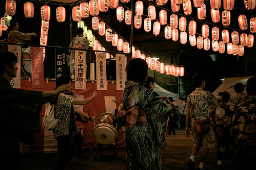 Bon Festival Dance  Akihabara, Tokyo at night