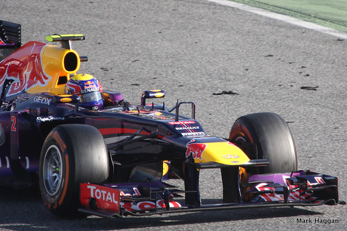 Mark Webber's Red Bull in Formula One Winter Testing 2013