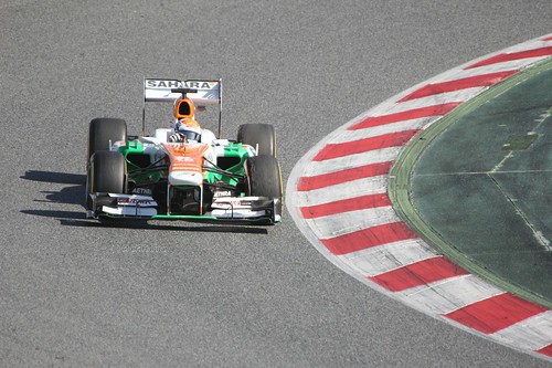 Adrian Sutil in his Force India at Formula One Winter Testing, March 2013
