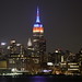 The Empire State Building is lit blue and orange in honor of the New York Islanders' home opener.