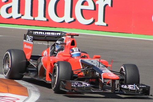 Charles Pic in his Marussia F1 car at the 2012 European Grand Prix at Valencia