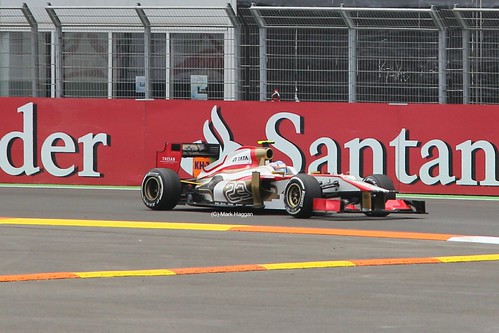 Narain Karthikeyan in his HRT Hispania Racing Team F1 car at the 2012 European Grand Prix at Valencia
