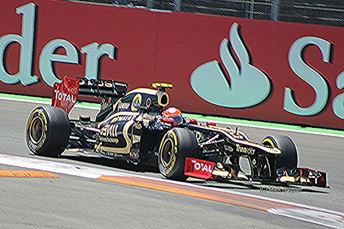 Romain Grosjean in his Lotus F1 car during the 2012 European Grand Prix in Valencia