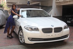 Actress Sanjjanaa with her own BMW 5 series (1)