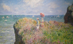 Monet, Cliff Walk at Pourville, detail with cliff top