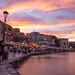 Old Venetian Harbour in Chania by evening.