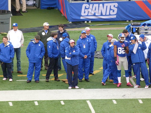 Tom Coughlin watches from the sideline by Marianne O