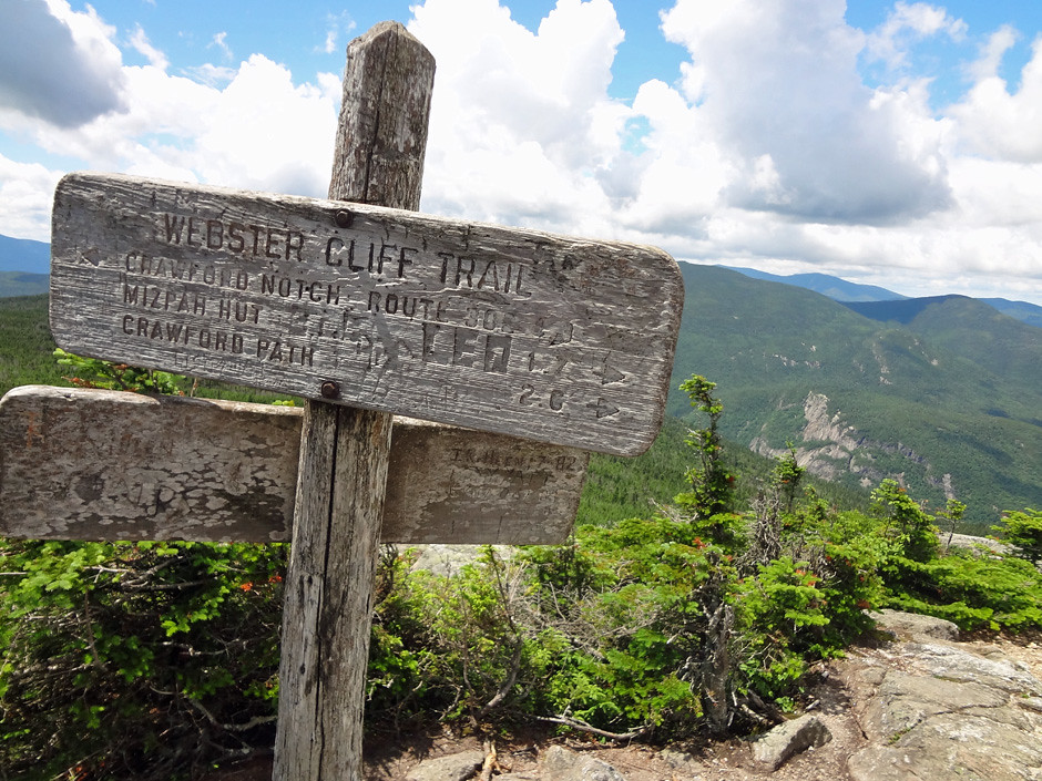 Webster Cliff Trail Sign Atop Mt. Jackson