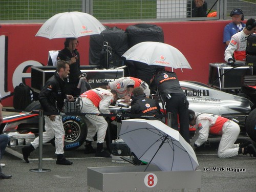 Lewis Hamilton gets ready for the 2011 British Grand Prix at Silverstone