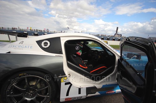 Jamie Orton on the grid in the Ginetta GT4 Supercup at Rockingham, August 2016