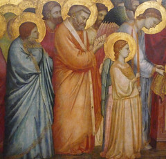 Giotto, The Entombment of Mary, detail left