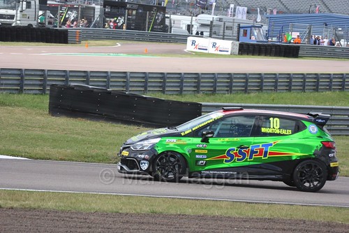 Ant Whorton-Eales at Rockingham during the Clio Cup, August 2016