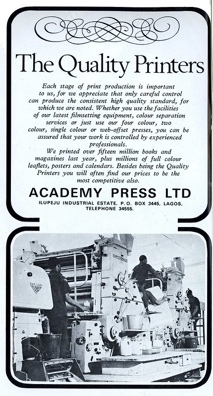 Guide to Lagos 1975 034 academy press<br/>© <a href="https://flickr.com/people/30616942@N00" target="_blank" rel="nofollow">30616942@N00</a> (<a href="https://flickr.com/photo.gne?id=8488724826" target="_blank" rel="nofollow">Flickr</a>)