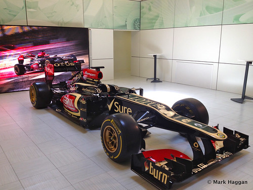 Romain Grosjean's car at Lotus F1 Headquarters