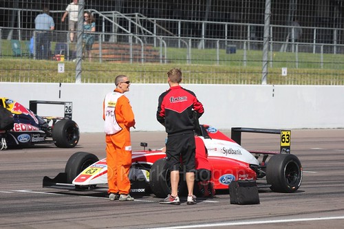 Nicolai Kjærgaard on the British Formula Four grid at Rockingham, August 2016