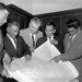 John Diefenbaker, with four Aboriginal men, looking at a map, Ottawa, Ontario, May 1959 / John Diefenbaker, en compagnie de quatre Autochtones, consultant une carte, Ottawa, Ontario, mai 1959
