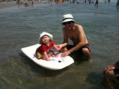 Leo's First Boogie Board Ride