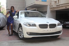 Actress Sanjjanaa with her own BMW 5 series (2)